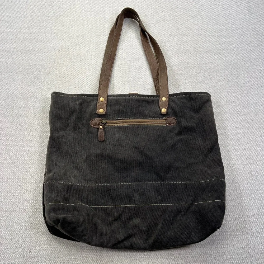 Myra Bag Ancient Tote Handbag Large Canvas Leather Mandala Boho Bag READ